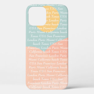 Custom text and image summer colours blue pink cut iPhone 12 case