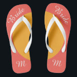 Custom Text and Monogram Pink and Yellow Flip Flop<br><div class="desc">Custom Text and Monogram Pink and Yellow Flip Flop</div>