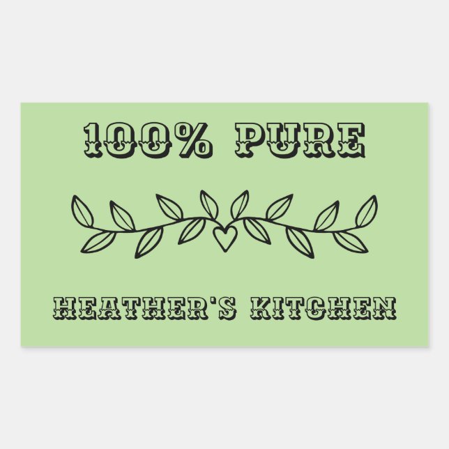 Custom text and name template personalised rectangular sticker (Front)