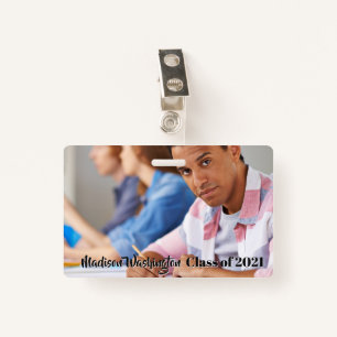 Custom text and photo badge ID badge