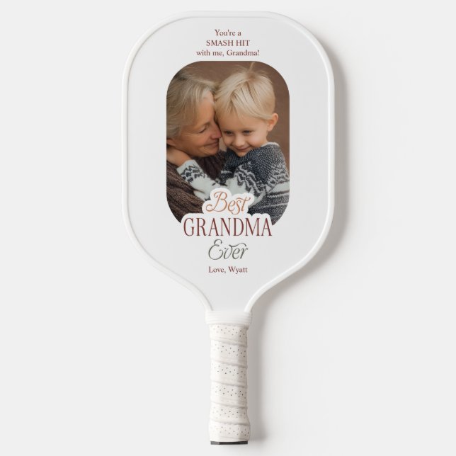 Custom Text and Photo Best Grandma Ever Pickleball Paddle (Front)