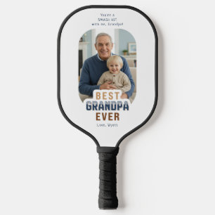 Custom Text and Photo Best Grandpa Ever Pickleball Paddle