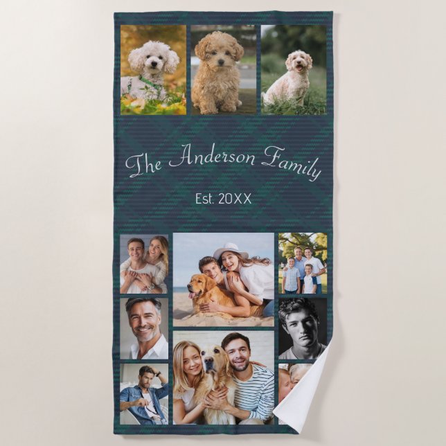 Custom Text and Photo Collage  Beach Towel (Front)