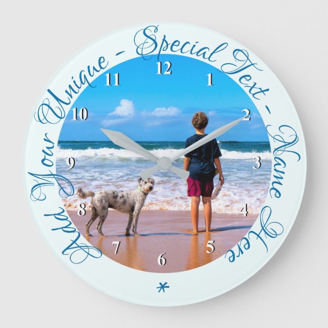 Custom Text and Photo - My Best Pet - Your Desing Large Clock (Front)
