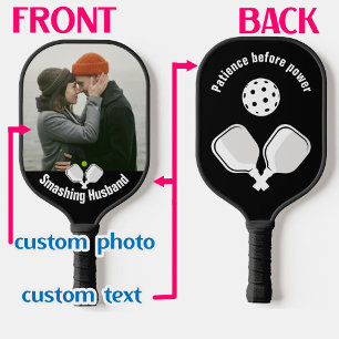 Custom text and photo pickleball paddle