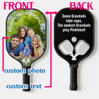 Custom text and photo pickleball paddle