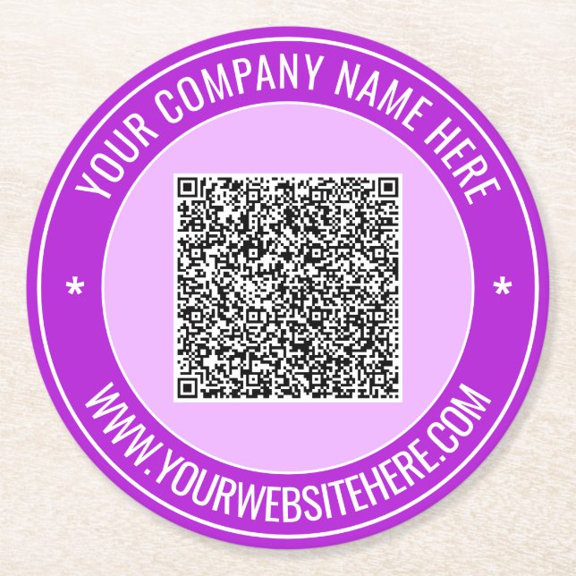 Custom Text and QR Code Paper Coaster Template (Front)