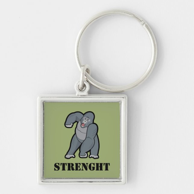 Custom Text Angry Gorilla Key Ring (Front)
