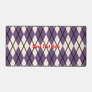 Custom Text Argyle Plaid Desk Mat