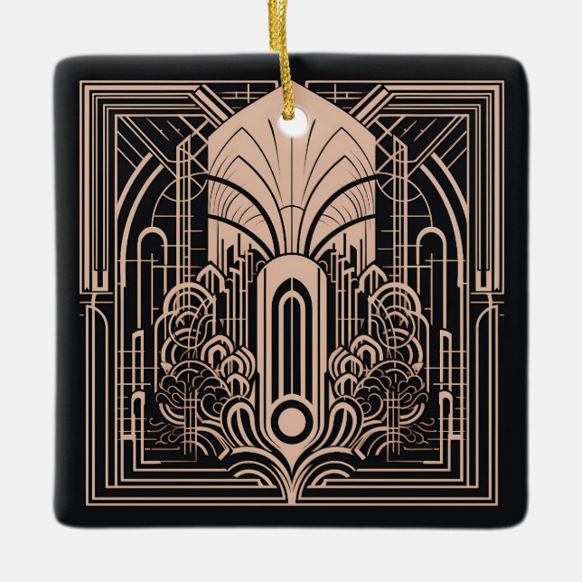 Custom Text Art Deco Ceramic Ornament (Front)