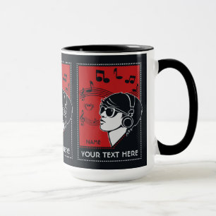 Custom Text Art Deco Music mugs