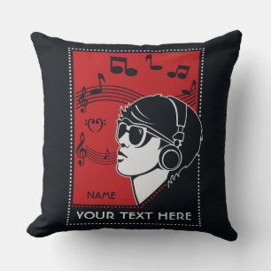 Custom Text Art Deco Music pillow