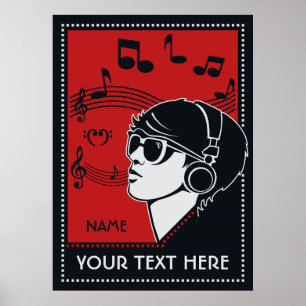 Custom Text Art Deco Music Poster