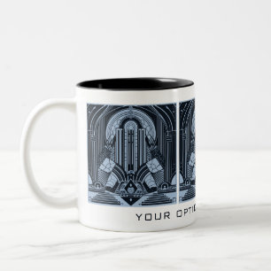 Custom Text Art Deco Two-Tone Coffee Mug