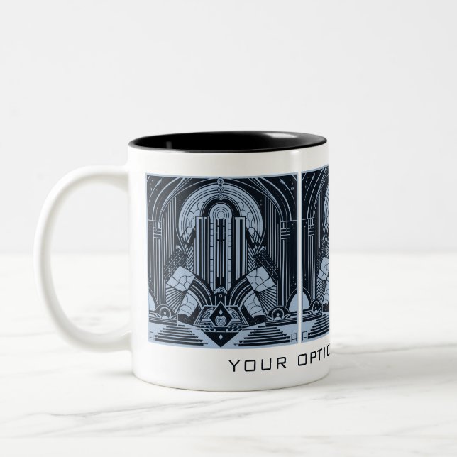 Custom Text Art Deco Two-Tone Coffee Mug (Left)