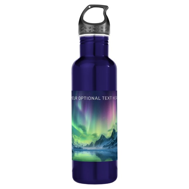 Custom Text Aurora Borealis 710 Ml Water Bottle (Front)