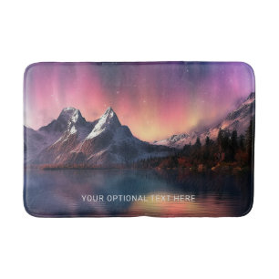 Custom Text Aurora Borealis Bath Mat