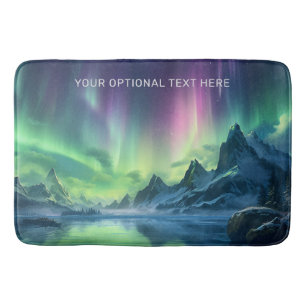 Custom Text Aurora Borealis Bath Mat
