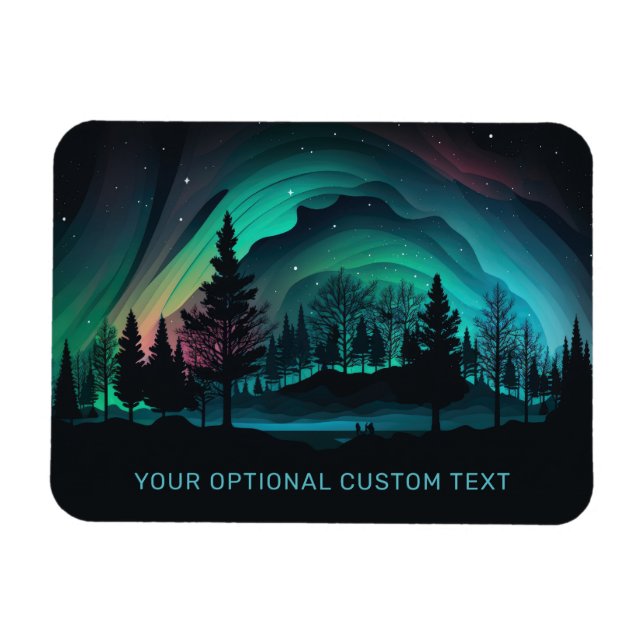 Custom Text Aurora Borealis Illustration Magnet (Horizontal)