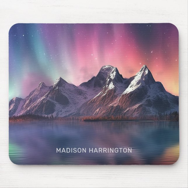 Custom Text Aurora Borealis Mouse Mat (Front)
