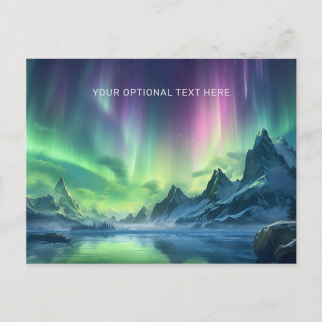 Custom Text Aurora Borealis Postcard (Front)
