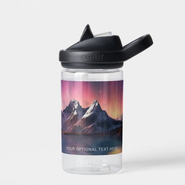 Custom Text Aurora Borealis Water Bottle (Left)