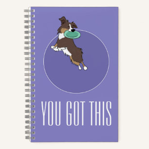 Custom Text Aussie Fetch Fun Purple Spiral Custom Notebook