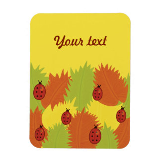 Custom Text Autumn Leaves And Ladybugs Pattern Magnet