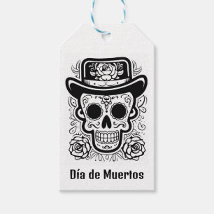 Custom text 💀 B/W (colour your own) Día de Muerto Gift Tags