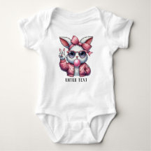 Custom Text Baby Girl Bunny Blowing Bubble