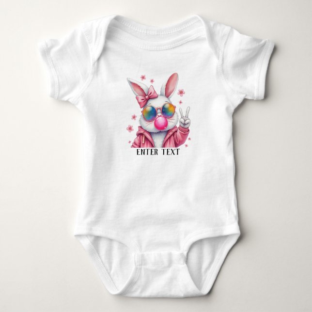 Custom Text Baby Girl Rabbit Bunny Bodysuit (Front)