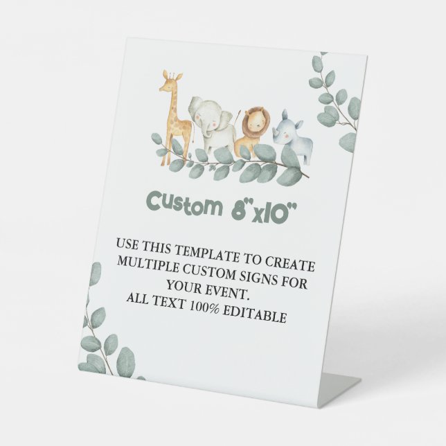 Custom Text Baby Shower Wild One Pedestal  Pedestal Sign (Front)