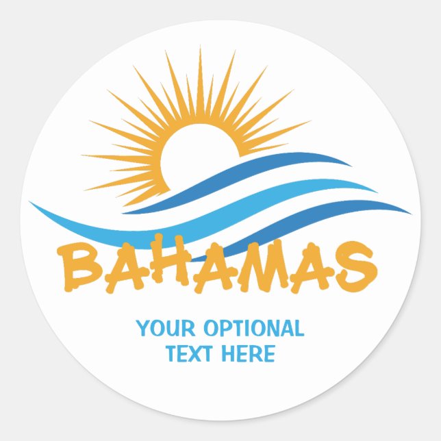 Custom Text Bahamas Classic Round Sticker (Front)