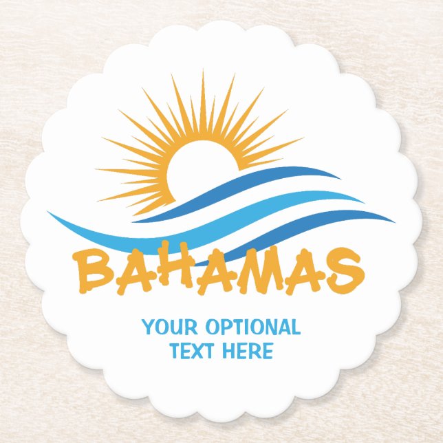 Custom Text Bahamas Paper Coaster (Front)