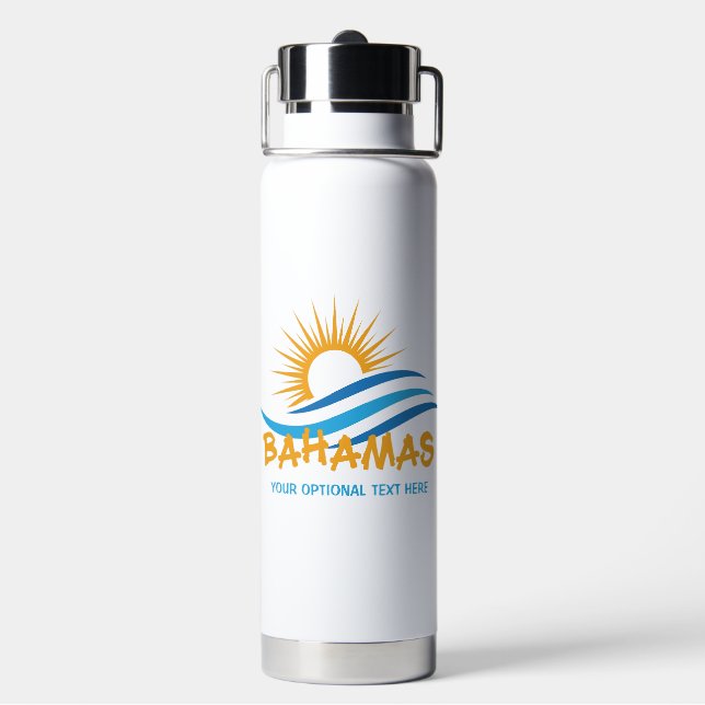 Custom Text Bahamas Water Bottle (Back)