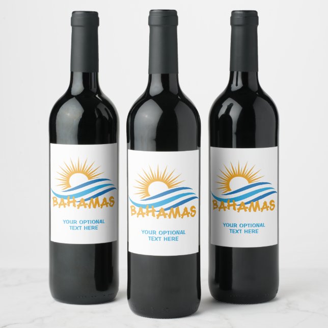 Custom Text Bahamas Wine Label (Bottles)