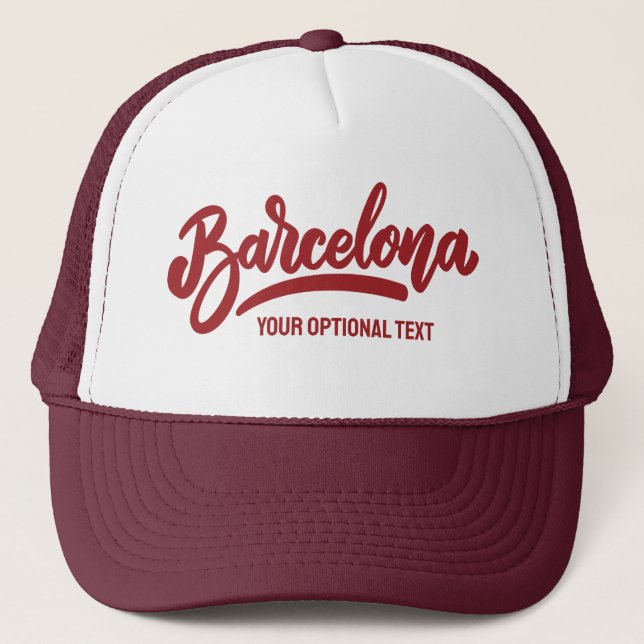 Custom Text Barcelona Trucker Hat (Front)