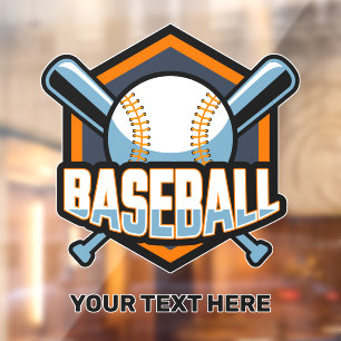 Custom Text Baseball Window Cling