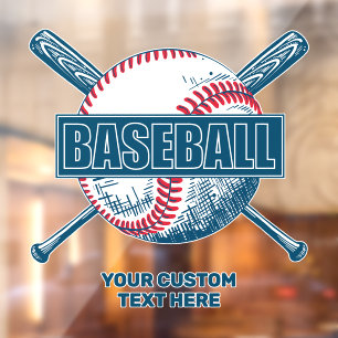 Custom Text Baseball Window Cling