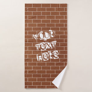Custom Text Bath Towel Set with Brick Wall Design