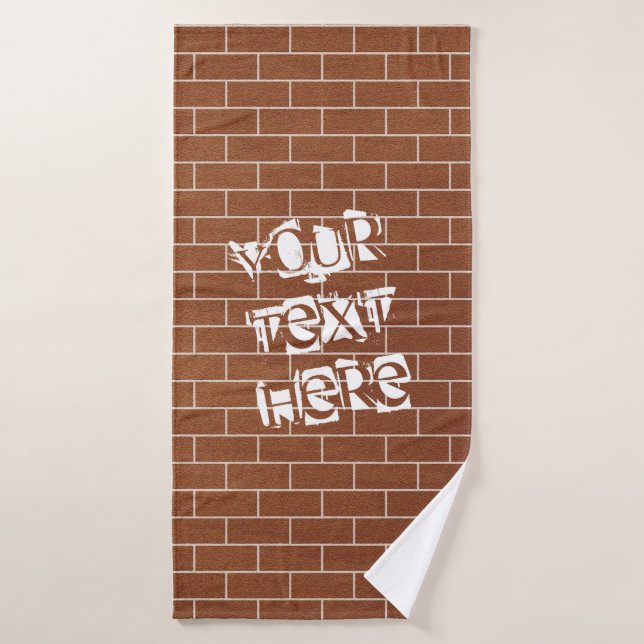 Custom Text Bath Towel Set with Brick Wall Design (Bath Towel)