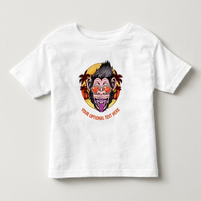 Custom text Beach Monkey clothing Toddler T-Shirt (Front)