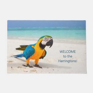 Custom text Beach Parrot Doormat