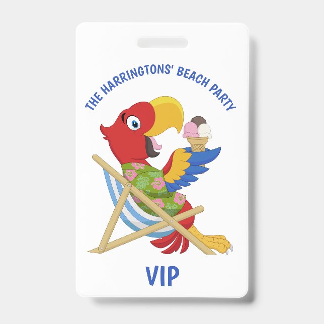 Custom text Beach Party badges ID Badge (Front)