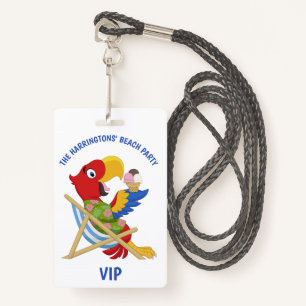 Custom text Beach Party badges ID Badge