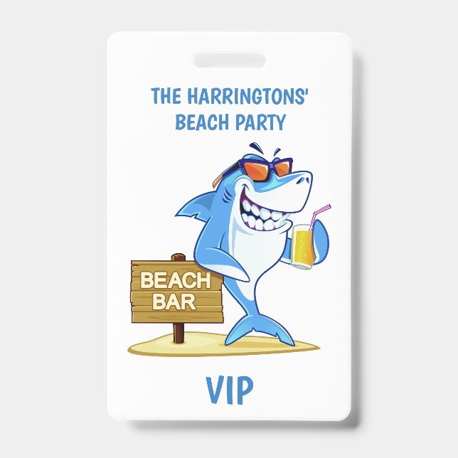 Custom text Beach Party badges ID Badge (Front)