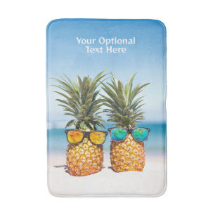 Custom Text Beach Pineapples Bath Mat