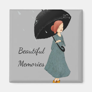 Custom text Beautiful memories watercolor girls Magnet