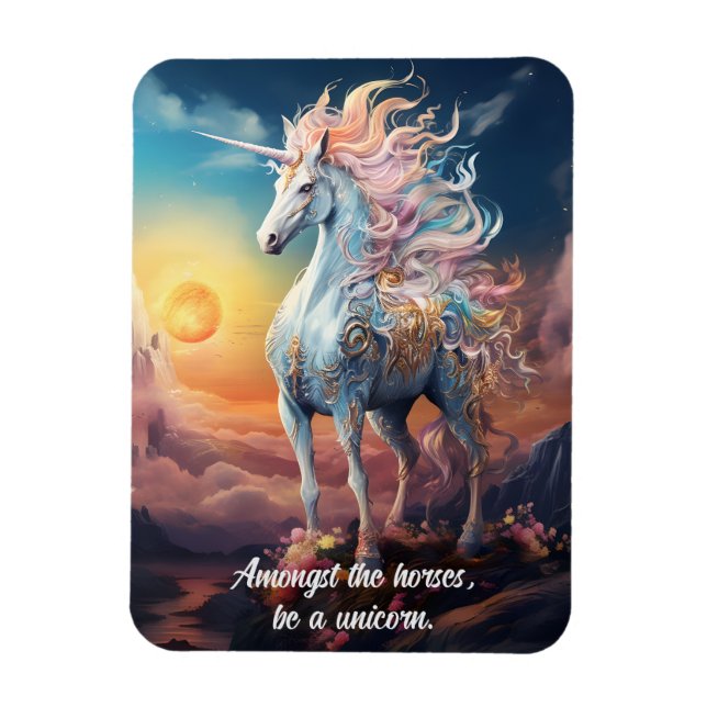 Custom Text Beautiful Unicorn Magnet (Vertical)