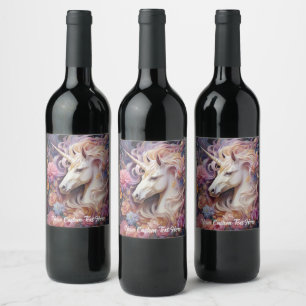 Custom Text Beautiful Unicorn Wine Label